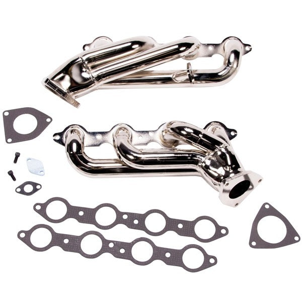 Chevrolet GM Truck 5.3 6.2 1-3/4 Shorty Exhaust Headers Polished Silver Ceramic 14-18