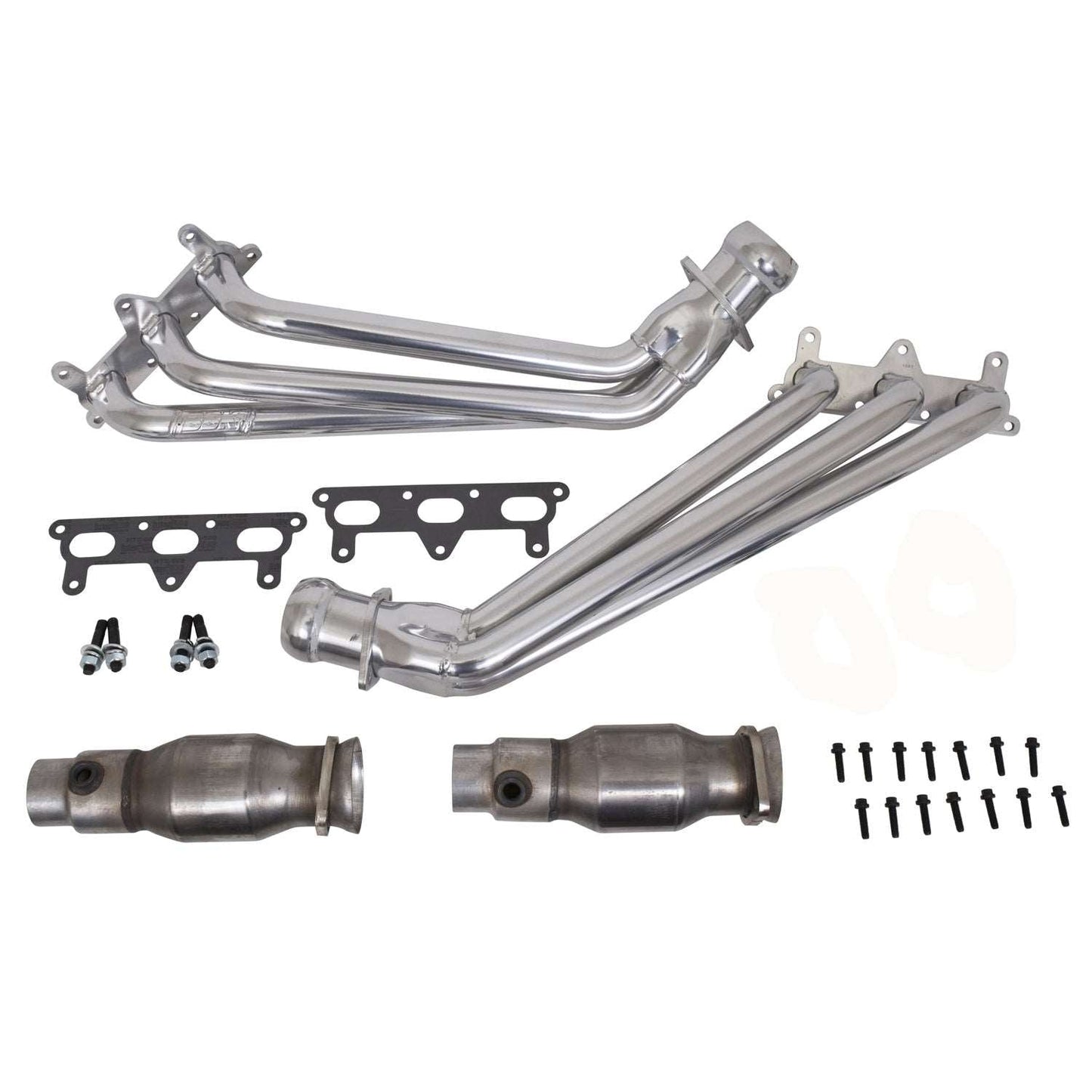 Chevrolet Camaro V6 1-5/8 Long Tube Exhaust Headers With High Flow Cats Polished Silver Ceramic 10-11