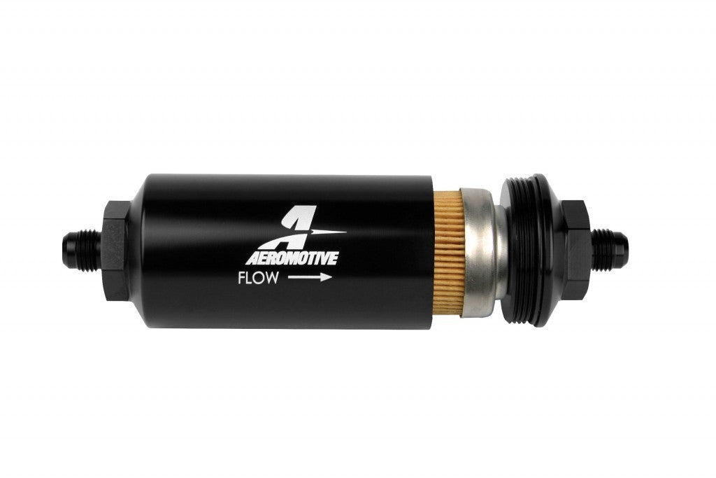 6AN Inline Fuel Filter - 10 Micron - 2 in. OD - Black