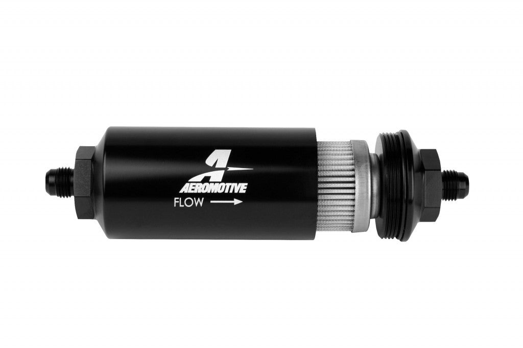 6AN Inline Fuel Filter - 100 Micron - 2 in. OD - Black