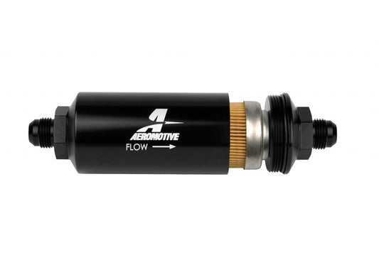 8AN Inline Fuel Filter - 10 Micron - 2 in. OD - Black