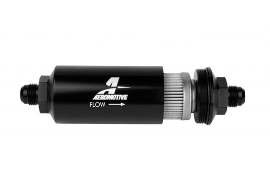 8AN Inline Fuel Filter - 100 Micron - 2 in. OD - Black