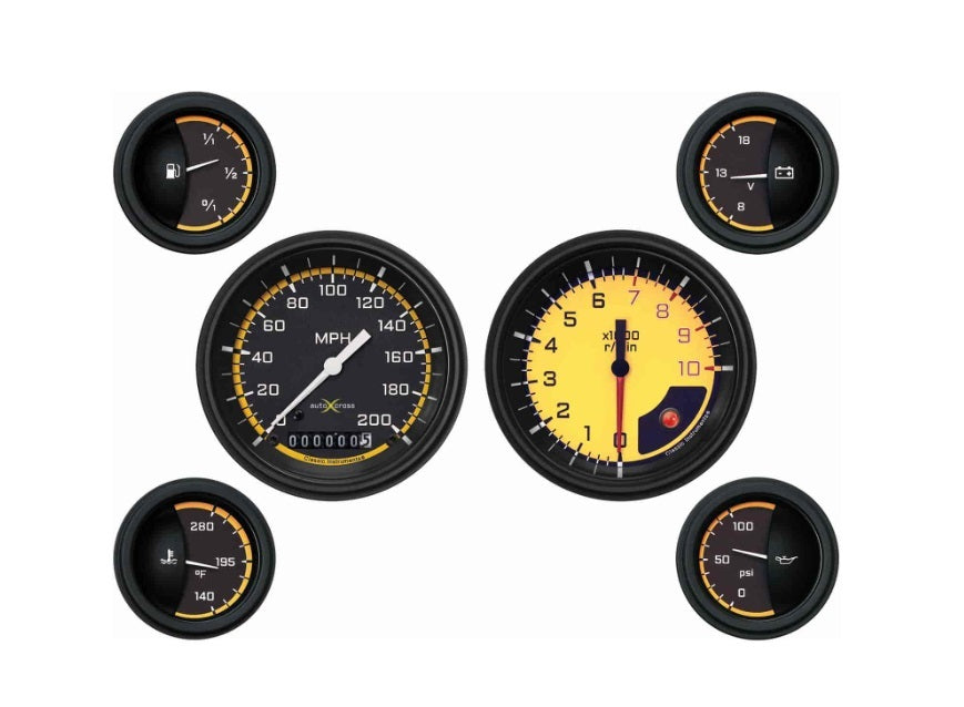 Auto Cross 6 Gauge Set Yellow