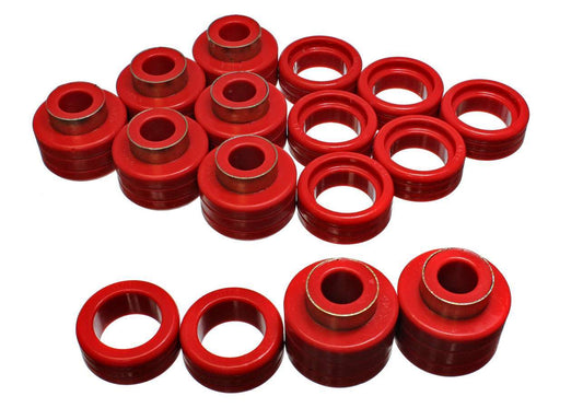 Body Cab Mount Set; Red; Performance Polyurethane;