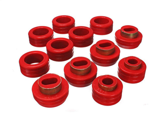 Body Cab Mount Set; Red; Performance Polyurethane;