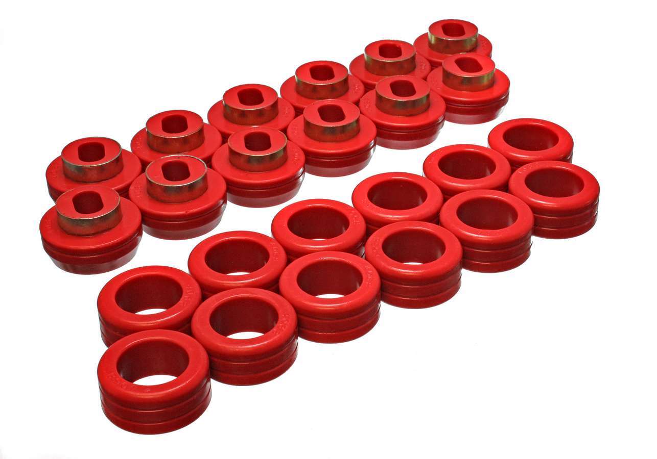 Body Cab Mount Set; Red; Performance Polyurethane;