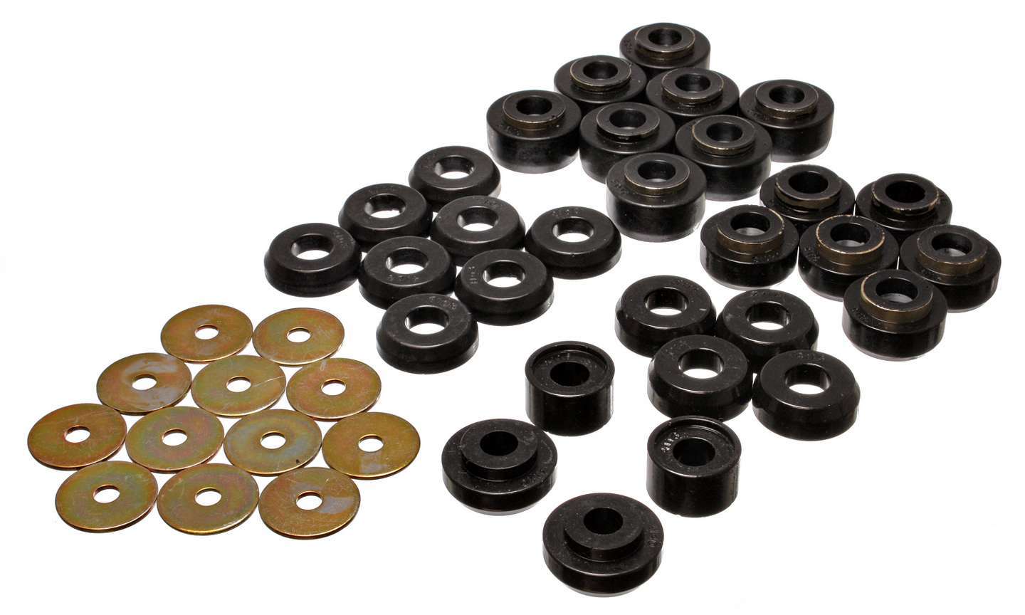 Body Mount Set; Black; Performance Polyurethane;