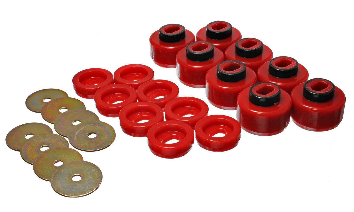 Body Cab Mount Set; Red; Performance Polyurethane;