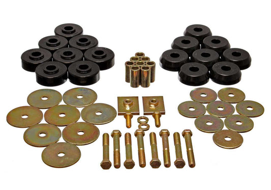 Body Mount Set; Black; Performance Polyurethane;