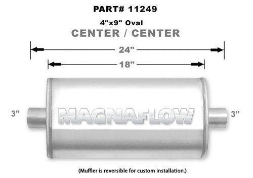 Straight-Through Performance Muffler; 3in. Center/Center;  4x18x9 Body