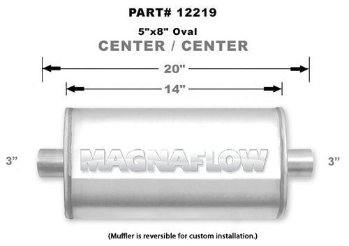 Straight-Through Performance Muffler; 3in. Center/Center;  5x14x8 Body