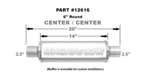 Straight-Through Performance Muffler; 2.5in. Center/Center;  6x14x6 Body