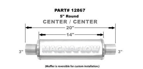 Straight-Through Performance Muffler; 3in. Center/Center;  5x14x5 Body