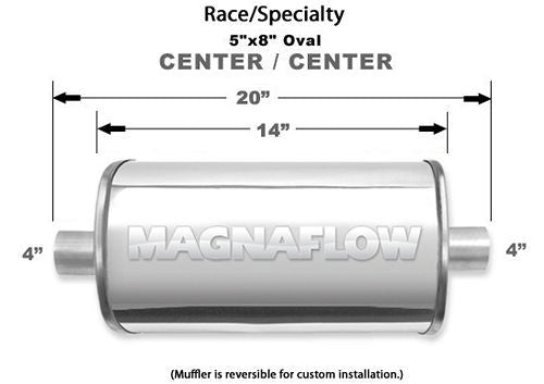 Straight-Through Performance Muffler; 4in. Center/Center;  5x14x8 Body